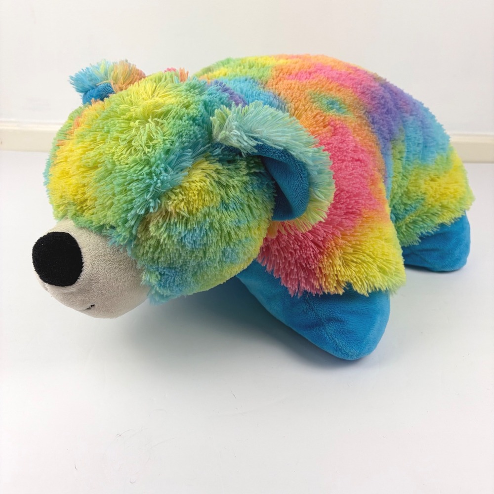 Pillow Pets Rainbow Tie‎ Dye Bear Plush Stuffed Animal Large 18 inch Colorful